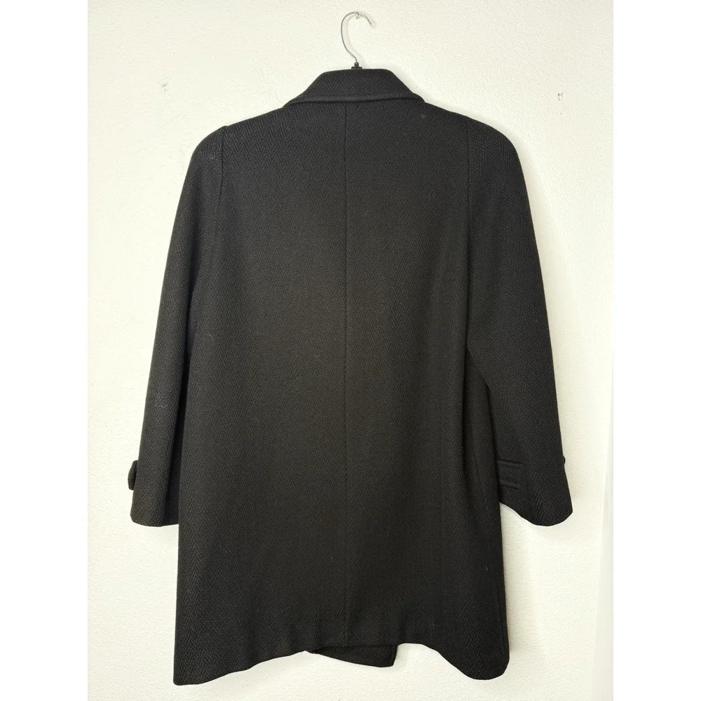 Vintage Alorna Pea Coat Large Black 80s Made In‎ USA 100% Wool Classic Luxury